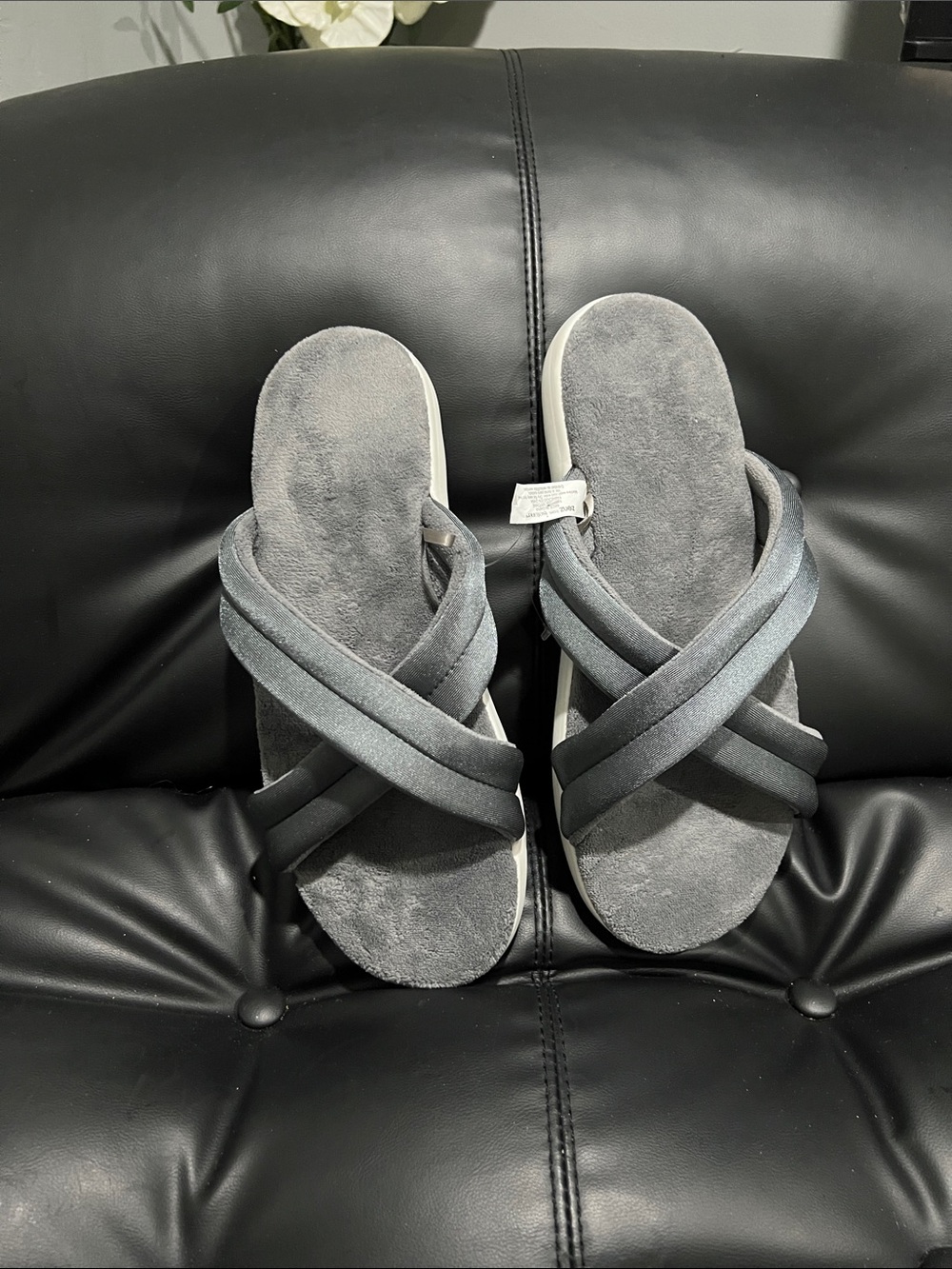 isotoner Gray Crisscross  Slide Sandals